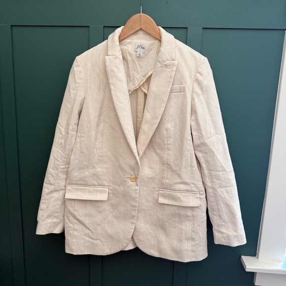 J. Crew Alfie Cream Blazer Jacket In Denim Stripe - Picture 3 of 9